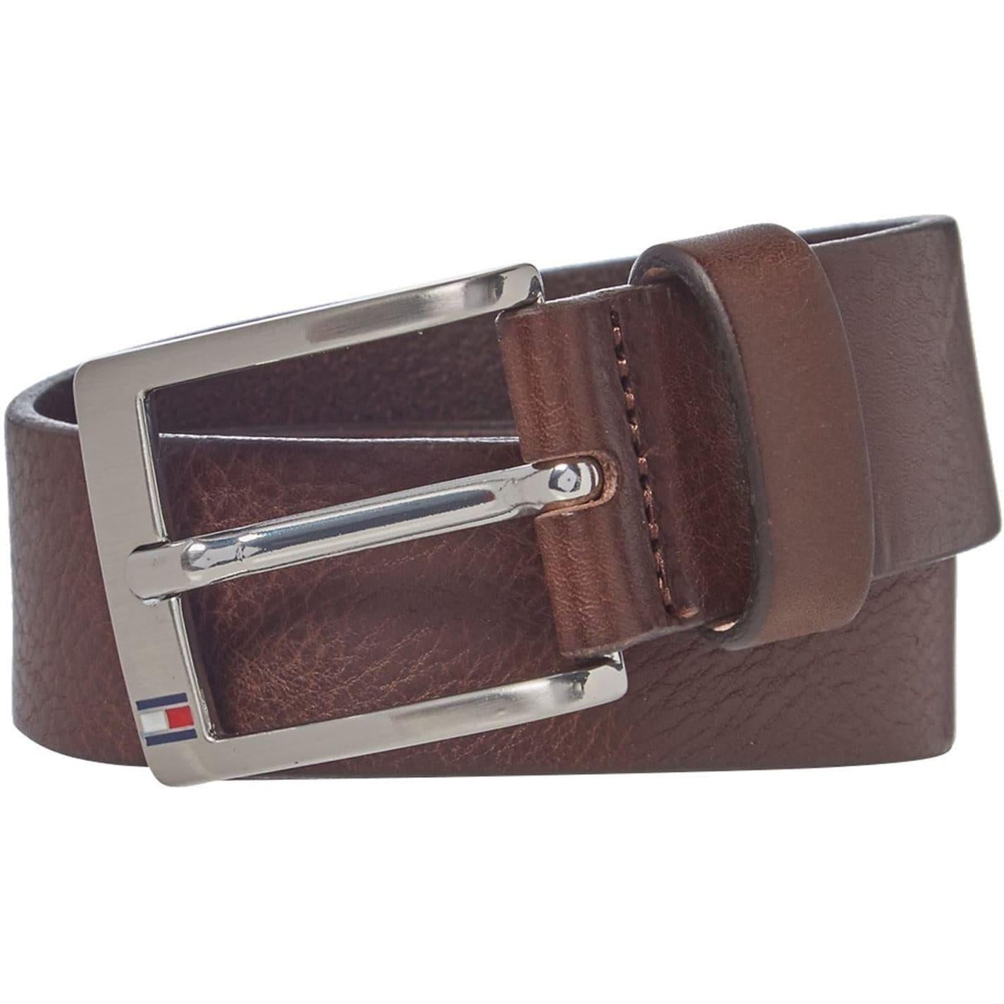 Dark Brown - Front - Tommy Hilfiger Mens Aly Plain Leather Belt