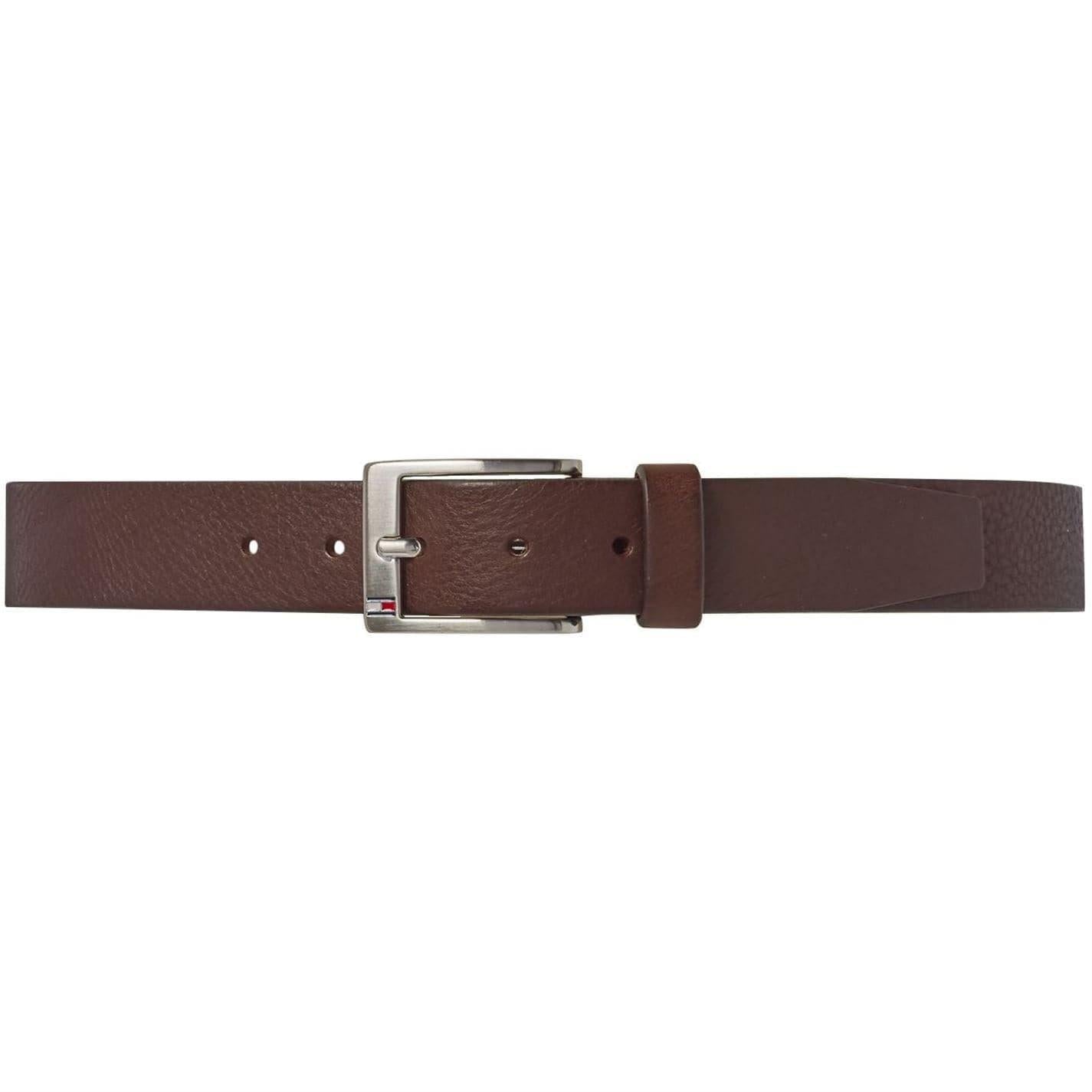 Dark Brown - Back - Tommy Hilfiger Mens Aly Plain Leather Belt