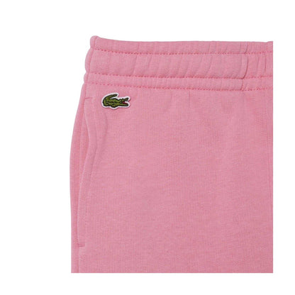 Pink - Side - Lacoste Girls Organic Cotton Embroidered Logo Joggers
