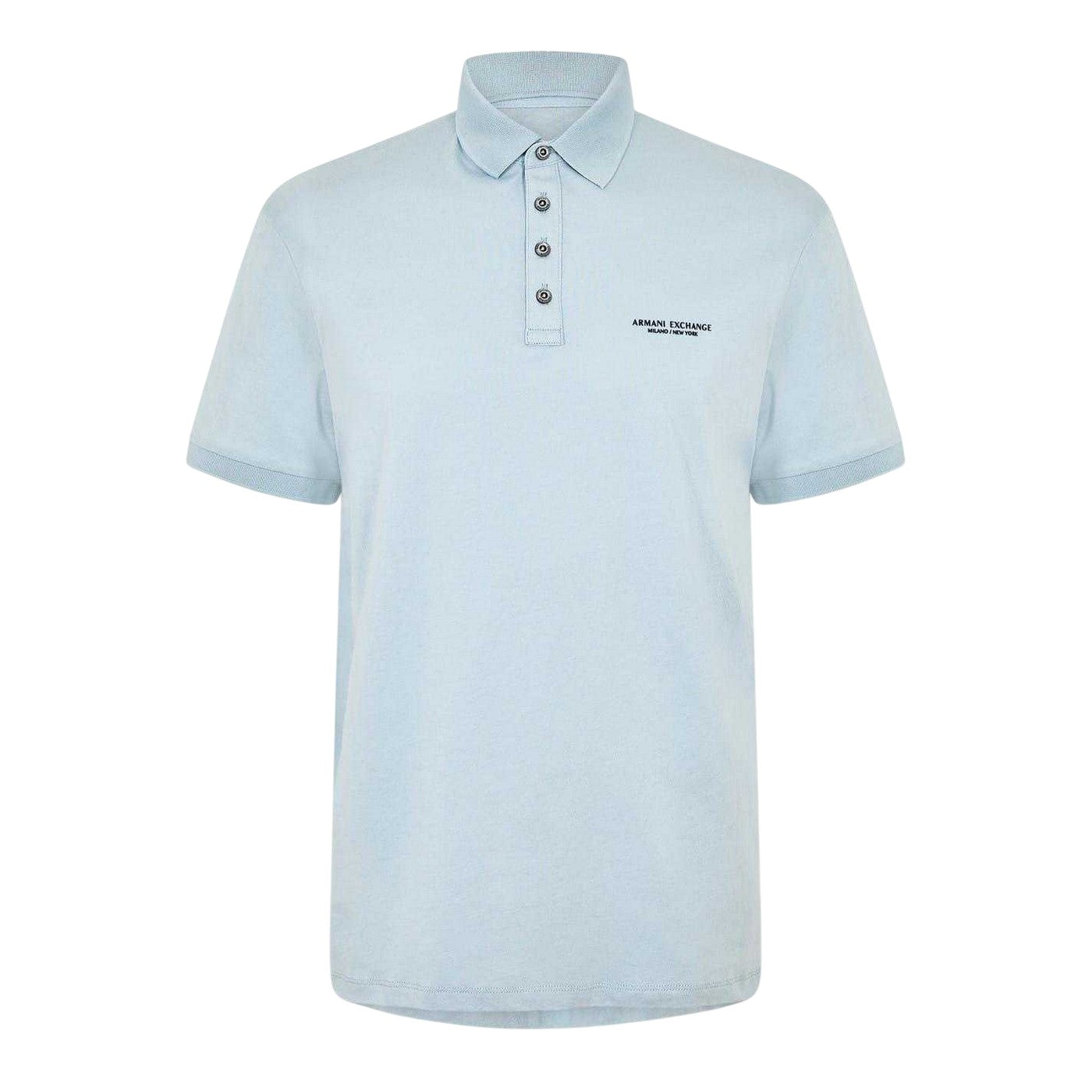 Ash Blue - Front - Armani Exchange Mens Cotton Polo Shirt