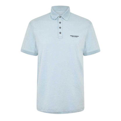 Ash Blue - Front - Armani Exchange Mens Cotton Polo Shirt
