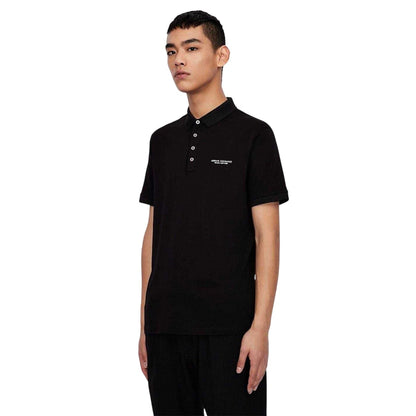 Black - Front - Armani Exchange Mens Cotton Polo Shirt