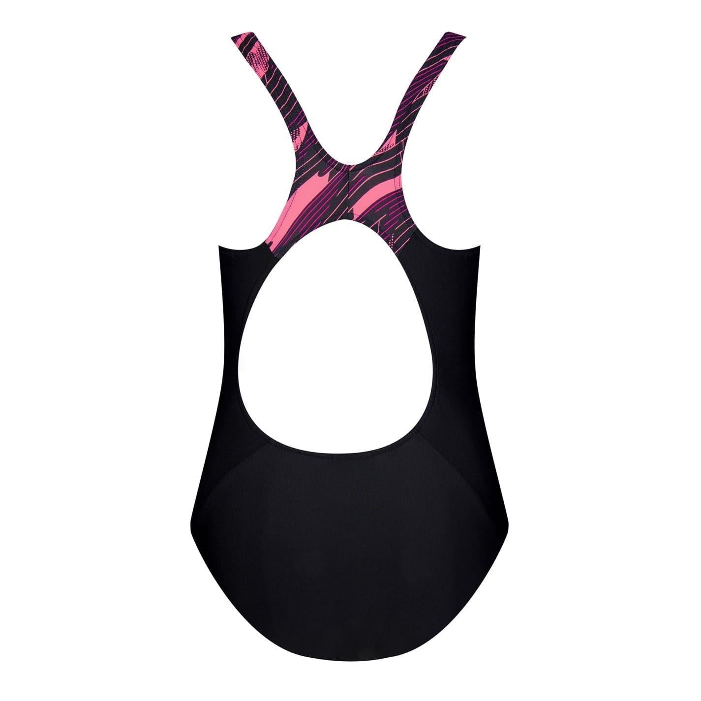 Black-Pink - Back - Speedo Girls Hyperboom Splice Shattered One Piece Swimsuit
