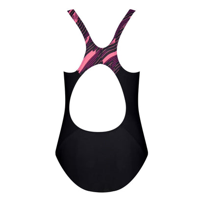Black-Pink - Back - Speedo Girls Hyperboom Splice Shattered One Piece Swimsuit