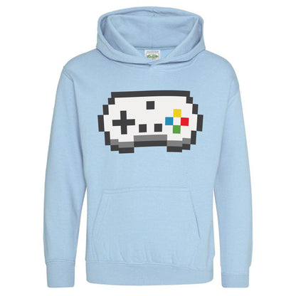 Blue - Front - AWD Childrens-Kids Retro Gaming Controller Drawstring Hoodie