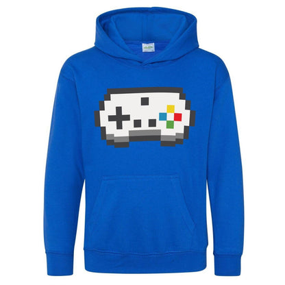 Dark Blue - Front - AWD Childrens-Kids Retro Gaming Controller Drawstring Hoodie