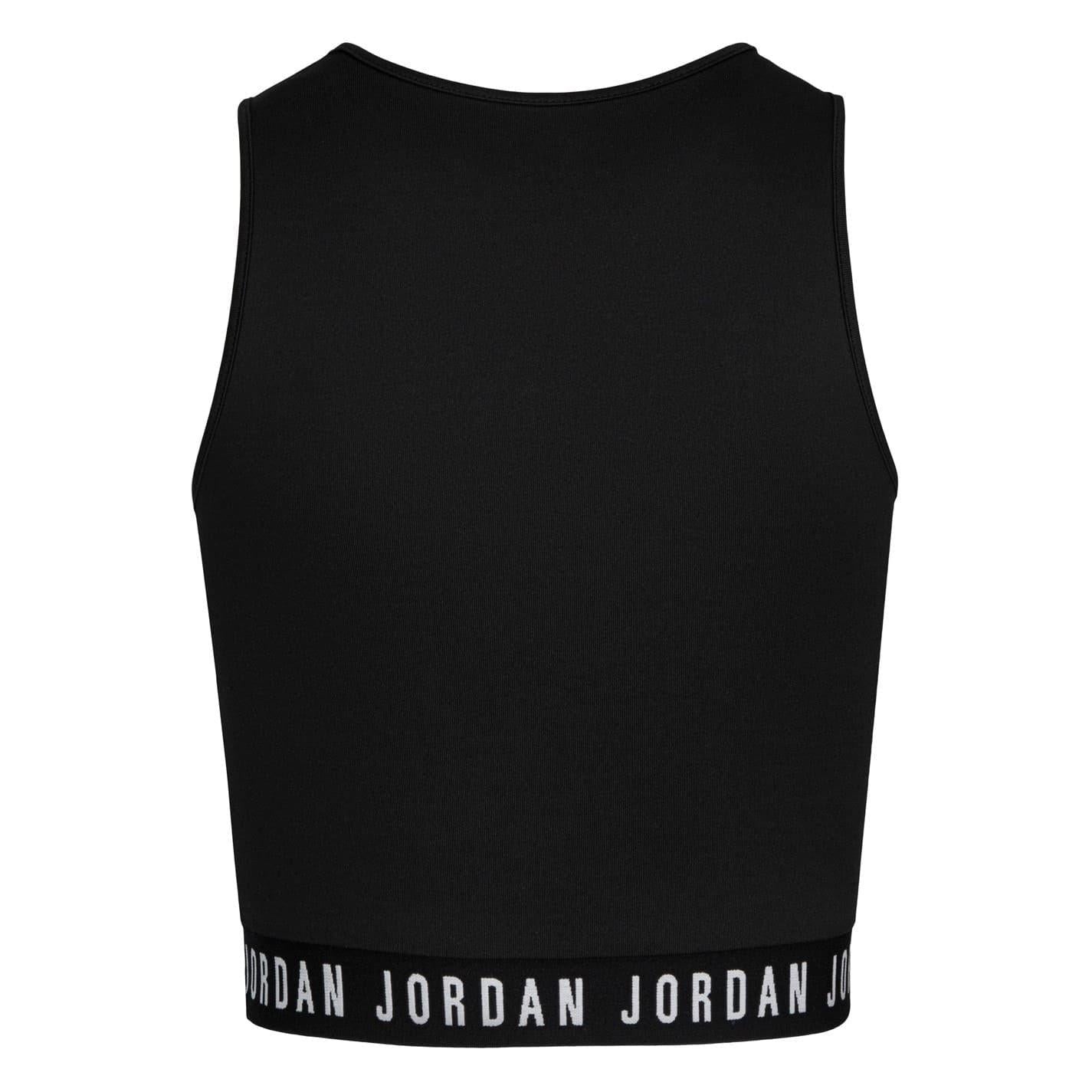 Black-White - Back - Nike Girls Air Jordan Active Crop Top