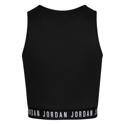 Black-White - Back - Nike Girls Air Jordan Active Crop Top