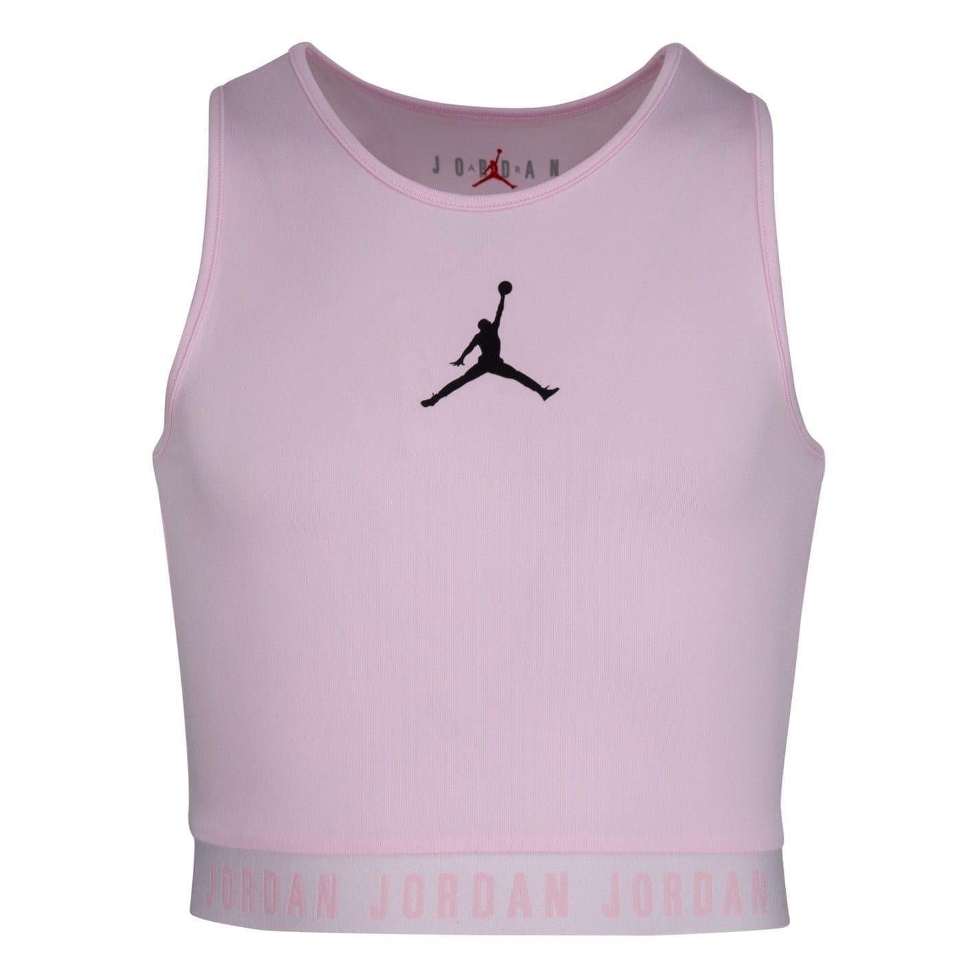 Pink-Black - Front - Nike Girls Air Jordan Active Crop Top
