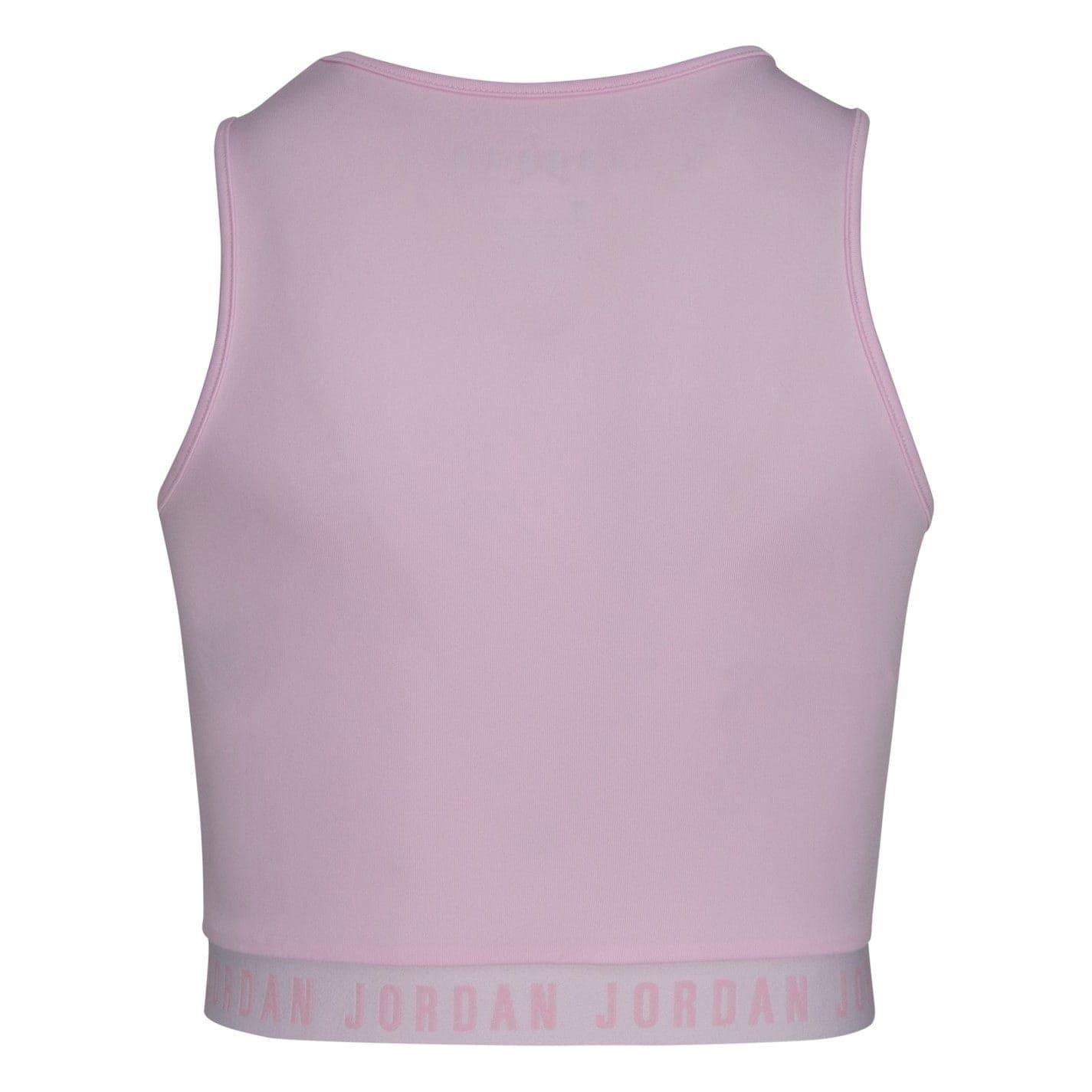 Pink-Black - Back - Nike Girls Air Jordan Active Crop Top