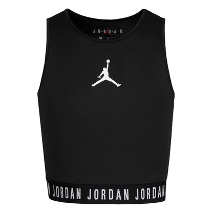 Black-White - Front - Nike Girls Air Jordan Active Crop Top