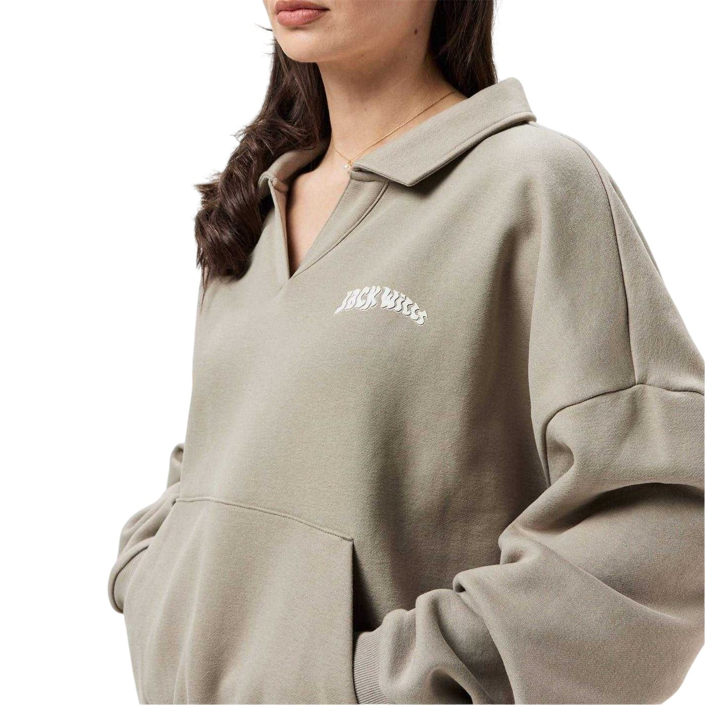 Taupe - Side - Jack Wills Womens-Ladies Lettering Relaxed Fit Sweatshirt