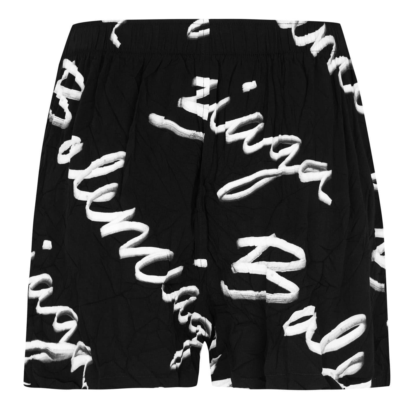 Black - Back - Balenciaga Womens-Ladies Script Relaxed Fit Shorts