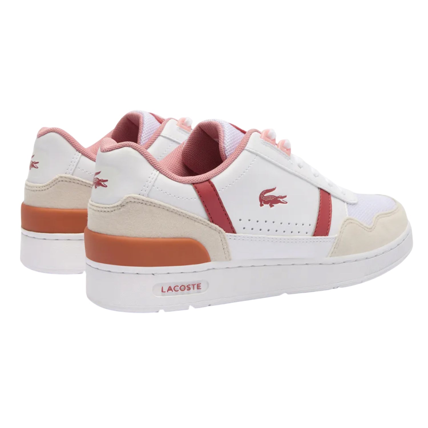 White-Pink - Back - Lacoste Childrens-Kids T-Clip Touch Fastening Trainers