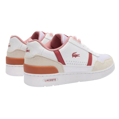 White-Pink - Back - Lacoste Childrens-Kids T-Clip Touch Fastening Trainers