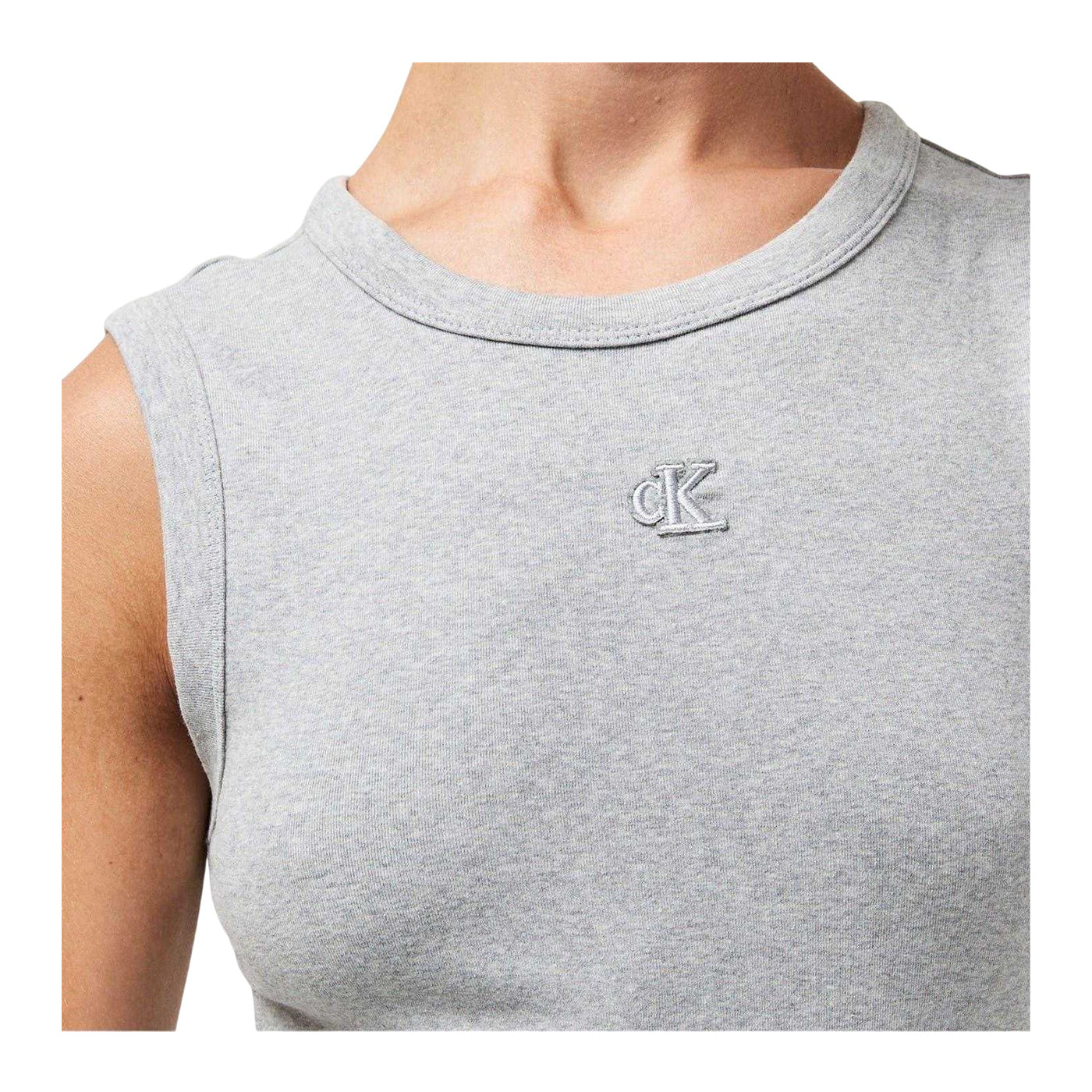 Heather Grey - Side - Calvin Klein Womens-Ladies Cotton Midi Bodycon Dress