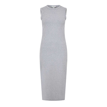 Heather Grey - Front - Calvin Klein Womens-Ladies Cotton Midi Bodycon Dress