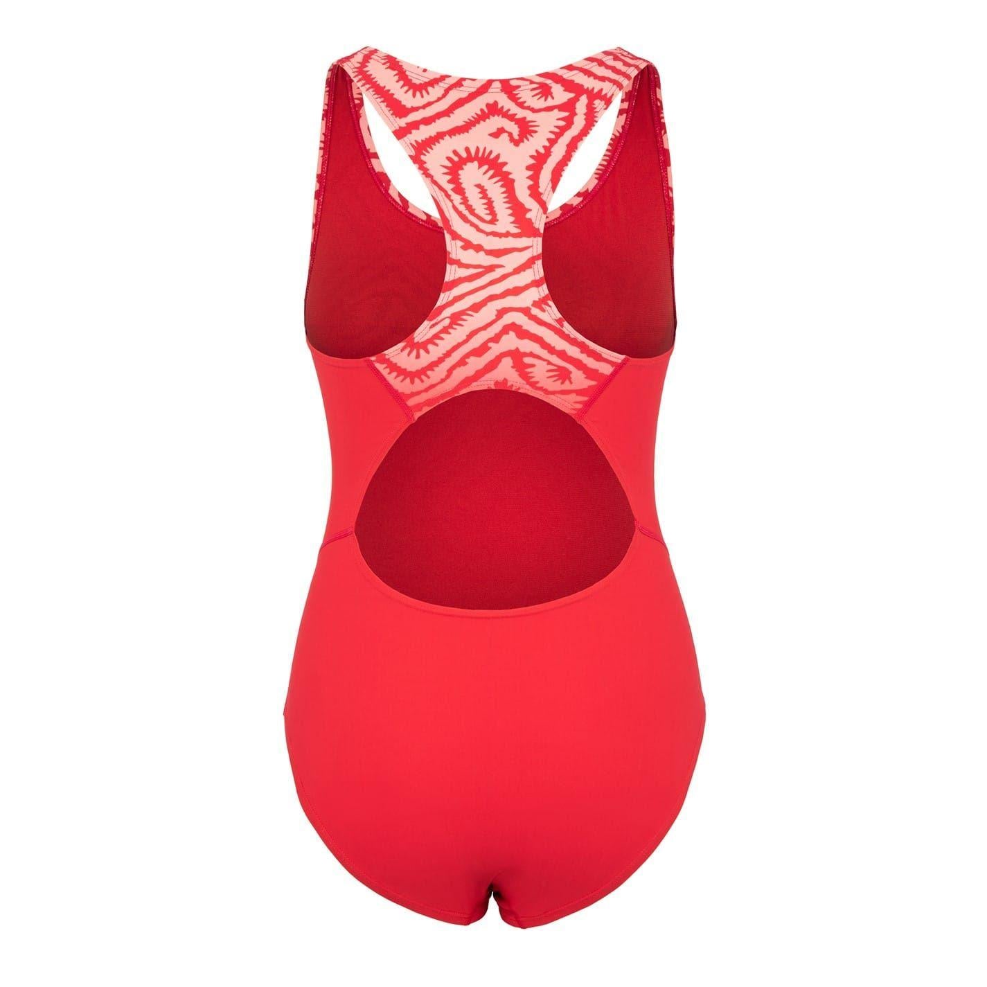 Red - Back - Slazenger Womens-Ladies Patterned One Piece Swimsuit