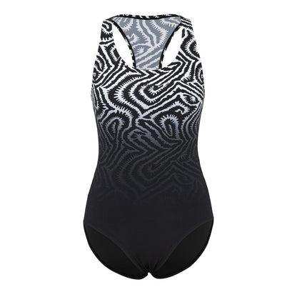 Black - Front - Slazenger Womens-Ladies Patterned One Piece Swimsuit