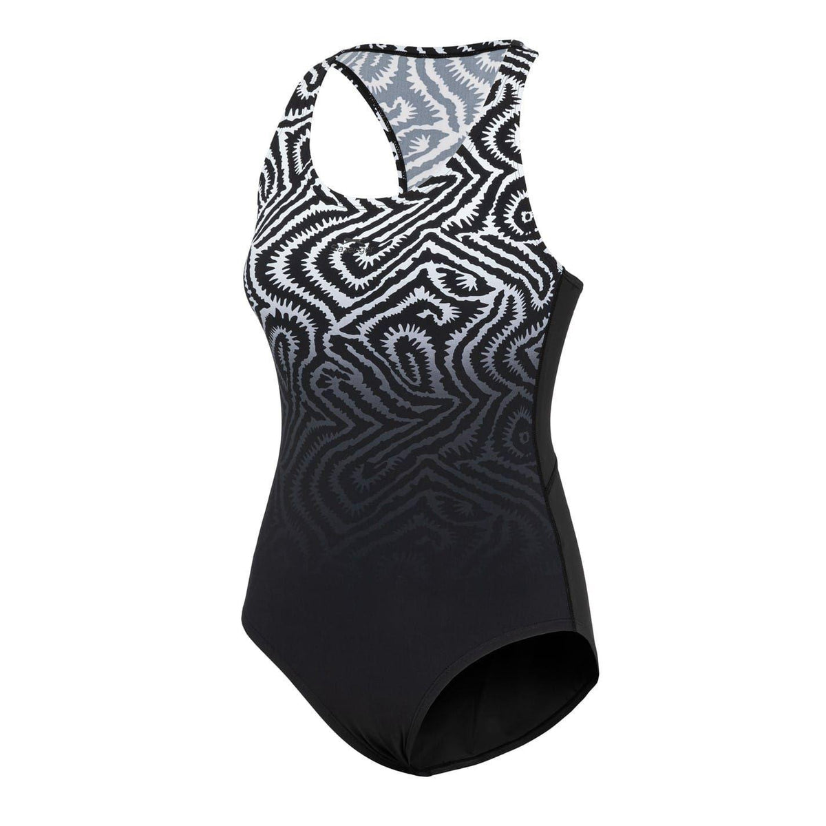 Black - Side - Slazenger Womens-Ladies Patterned One Piece Swimsuit