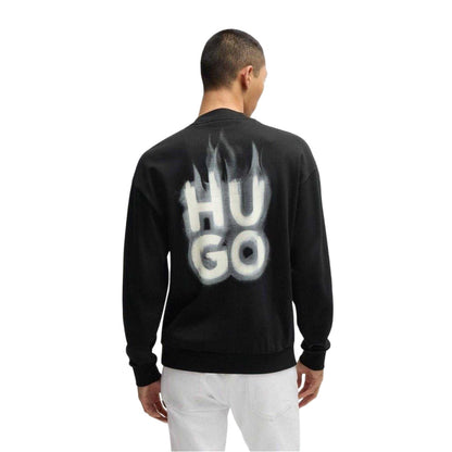 Black - Back - Hugo Mens Flames Relaxed Fit Sweatshirt