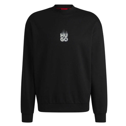 Black - Front - Hugo Mens Flames Relaxed Fit Sweatshirt