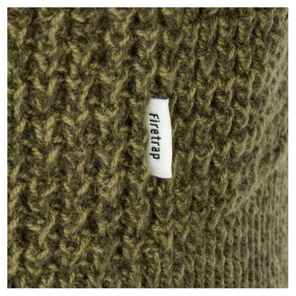 Khaki Green - Side - Firetrap Mens Classic Knitted Jumper