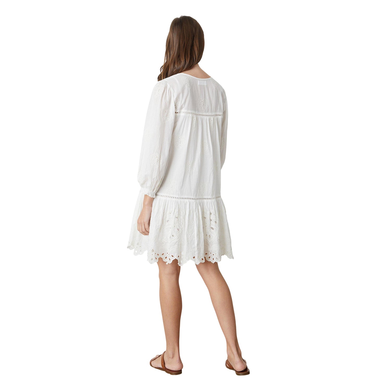 Ivory - Back - Velvet by Graham & Spencer Womens-Ladies Embroidered V Neck Mini Dress