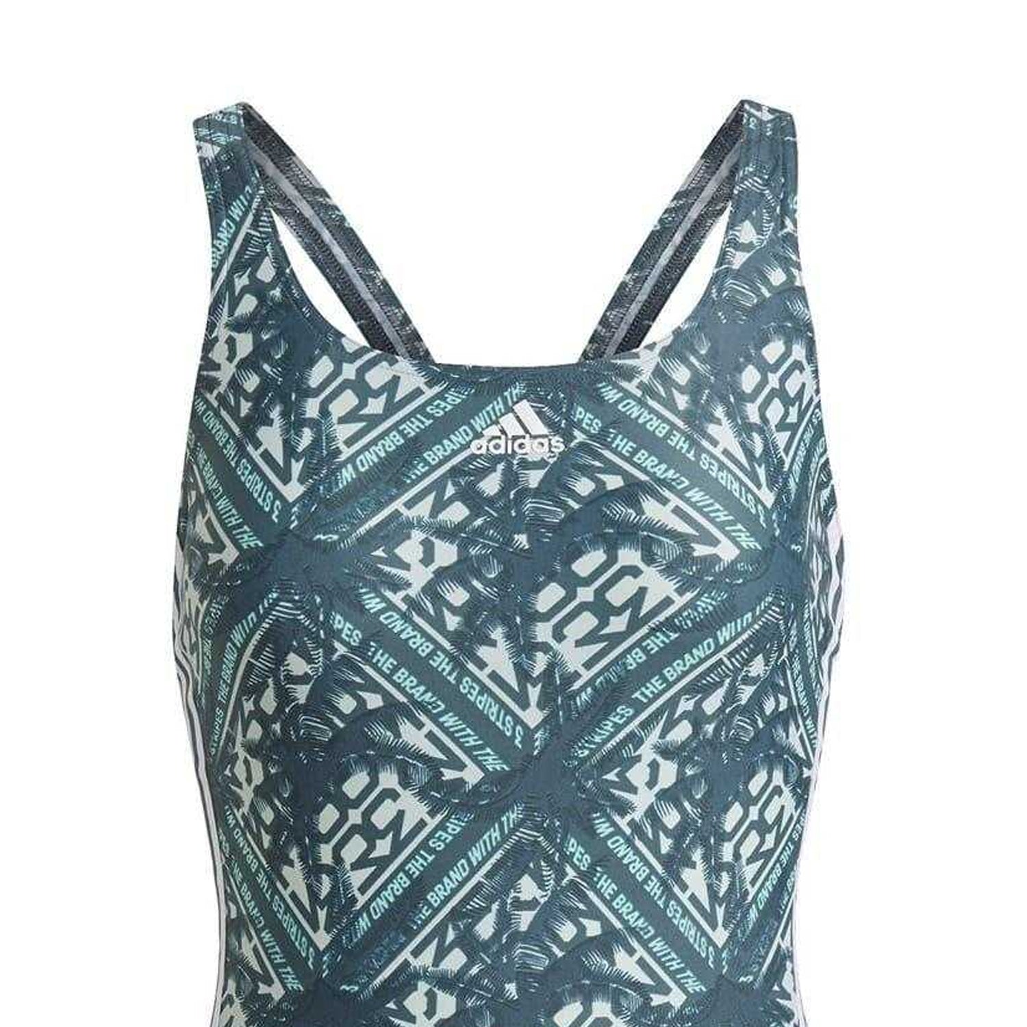 Green - Back - Adidas Womens-Ladies Sh3 Ro Geometric One Piece Swimsuit