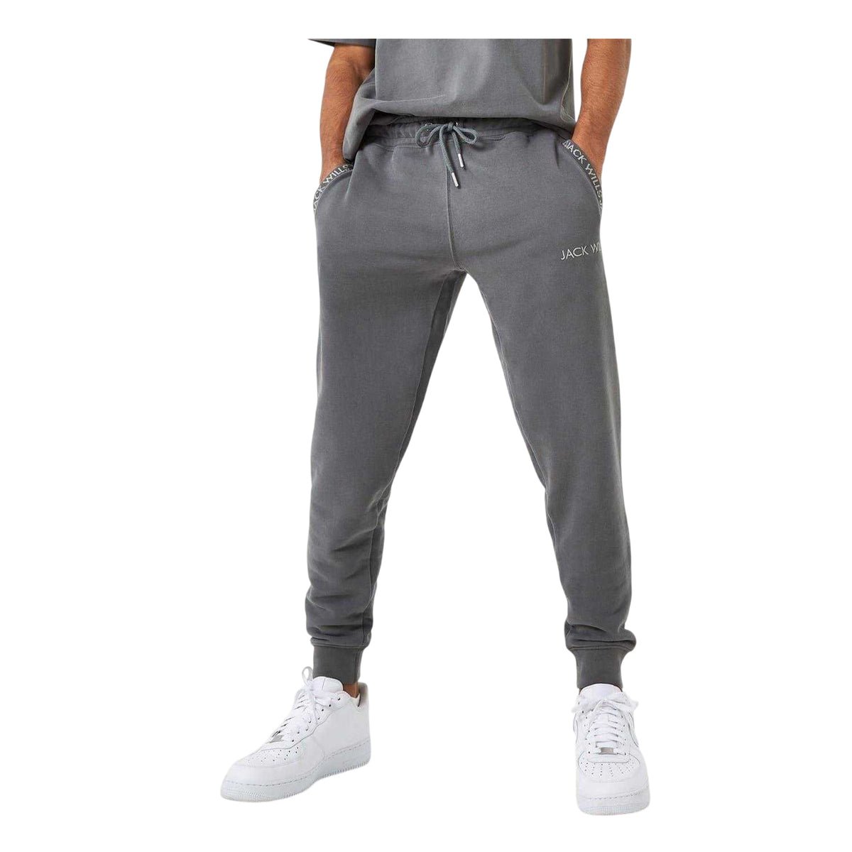 Slate - Front - Jack Wills Mens Jacquard Slim Joggers
