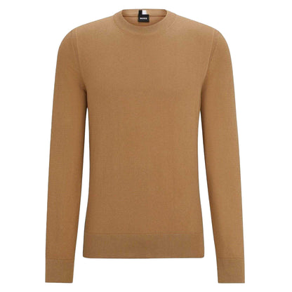Medium Beige - Front - Boss Mens Ecaio-P Knitted Jumper