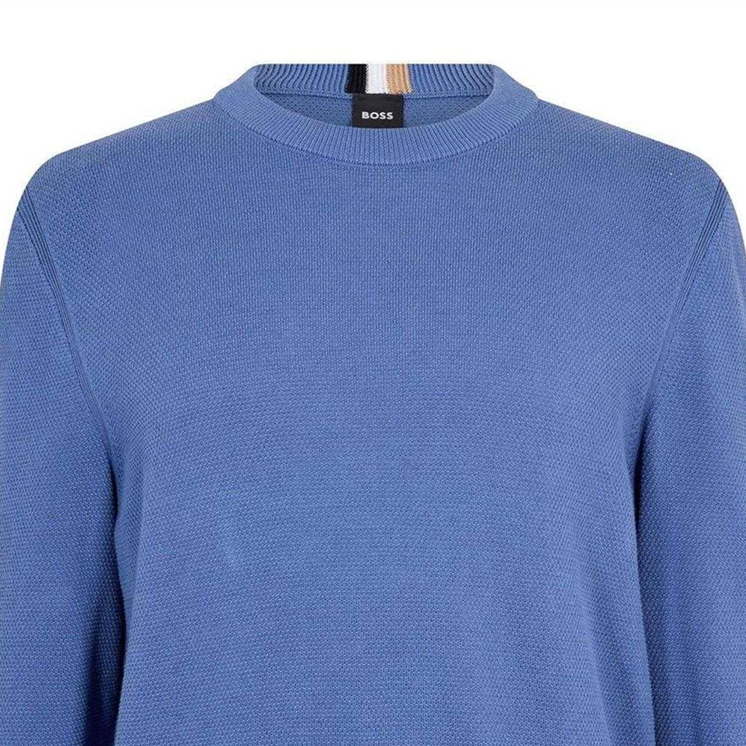 Blue - Back - Boss Mens Ecaio-P Knitted Jumper