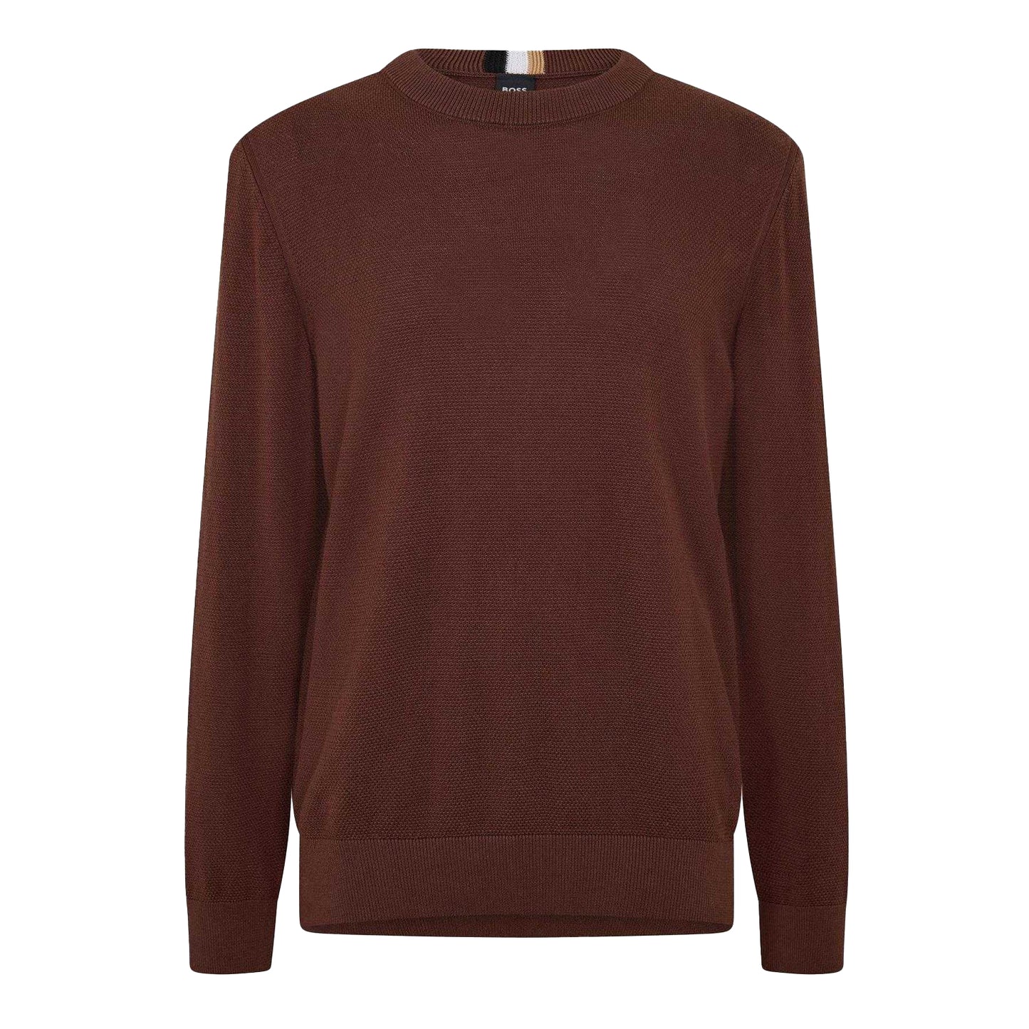 Dark Brown - Front - Boss Mens Ecaio-P Knitted Jumper