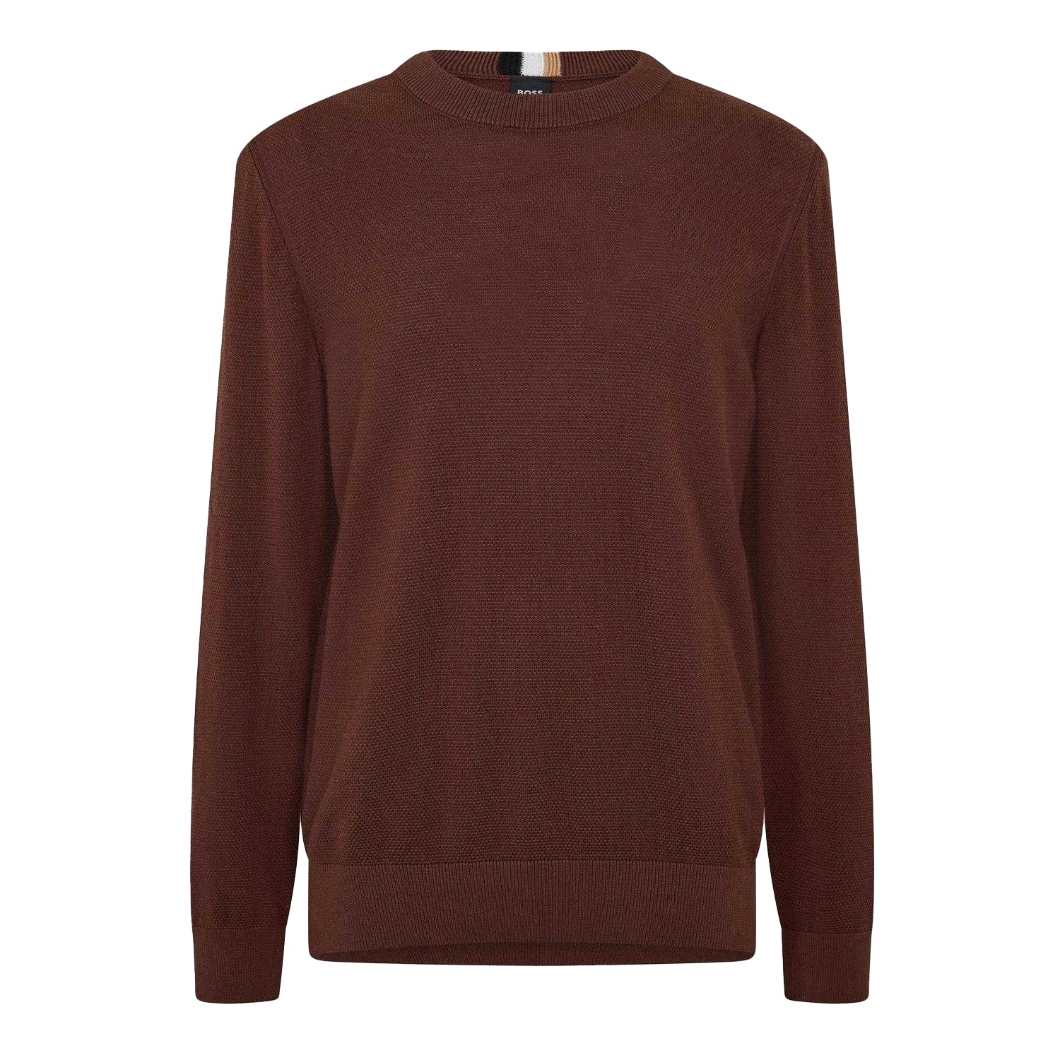Dark Brown - Front - Boss Mens Ecaio-P Knitted Jumper