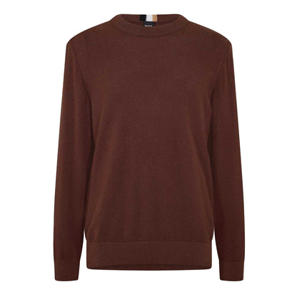 Dark Brown - Front - Boss Mens Ecaio-P Knitted Jumper