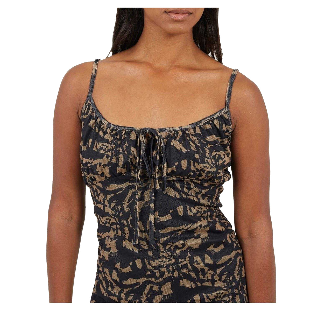 Beige-Black - Side - Brave Soul Womens-Ladies Spaghetti Strap Mini Dress