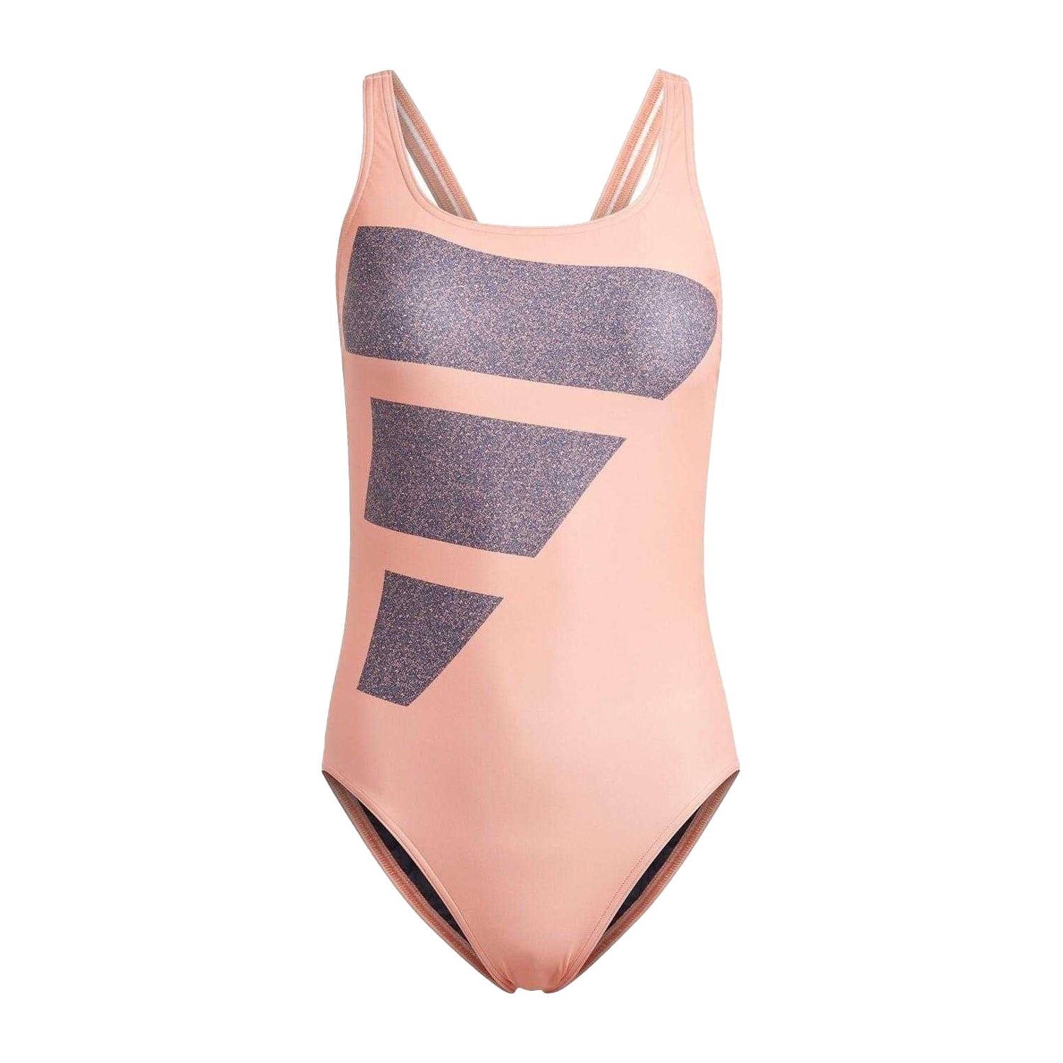 Coral-Navy-White - Front - Adidas Womens-Ladies Bar Logo Performance One Piece Swimsuit
