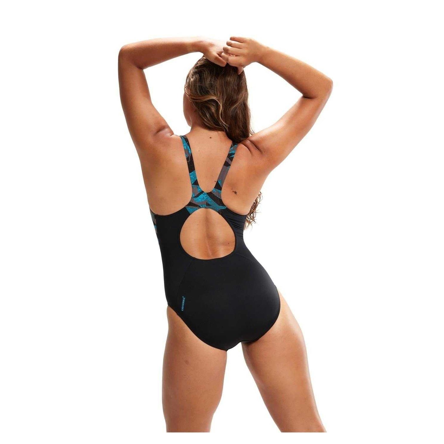 Black-Blue - Back - Speedo Womens-Ladies Hyperboom Splice Digital Print One Piece Swimsuit