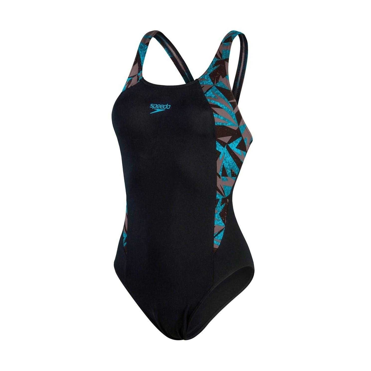 Black-Blue - Front - Speedo Womens-Ladies Hyperboom Splice Digital Print One Piece Swimsuit
