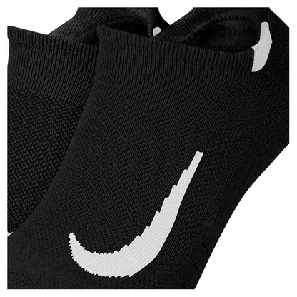 Black-White - Side - Nike Unisex Adult Multiplier Running No-Show Socks (Pack of 2)