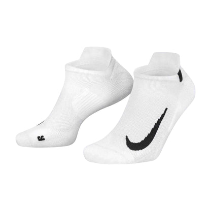 White-Black - Front - Nike Unisex Adult Multiplier Running No-Show Socks (Pack of 2)