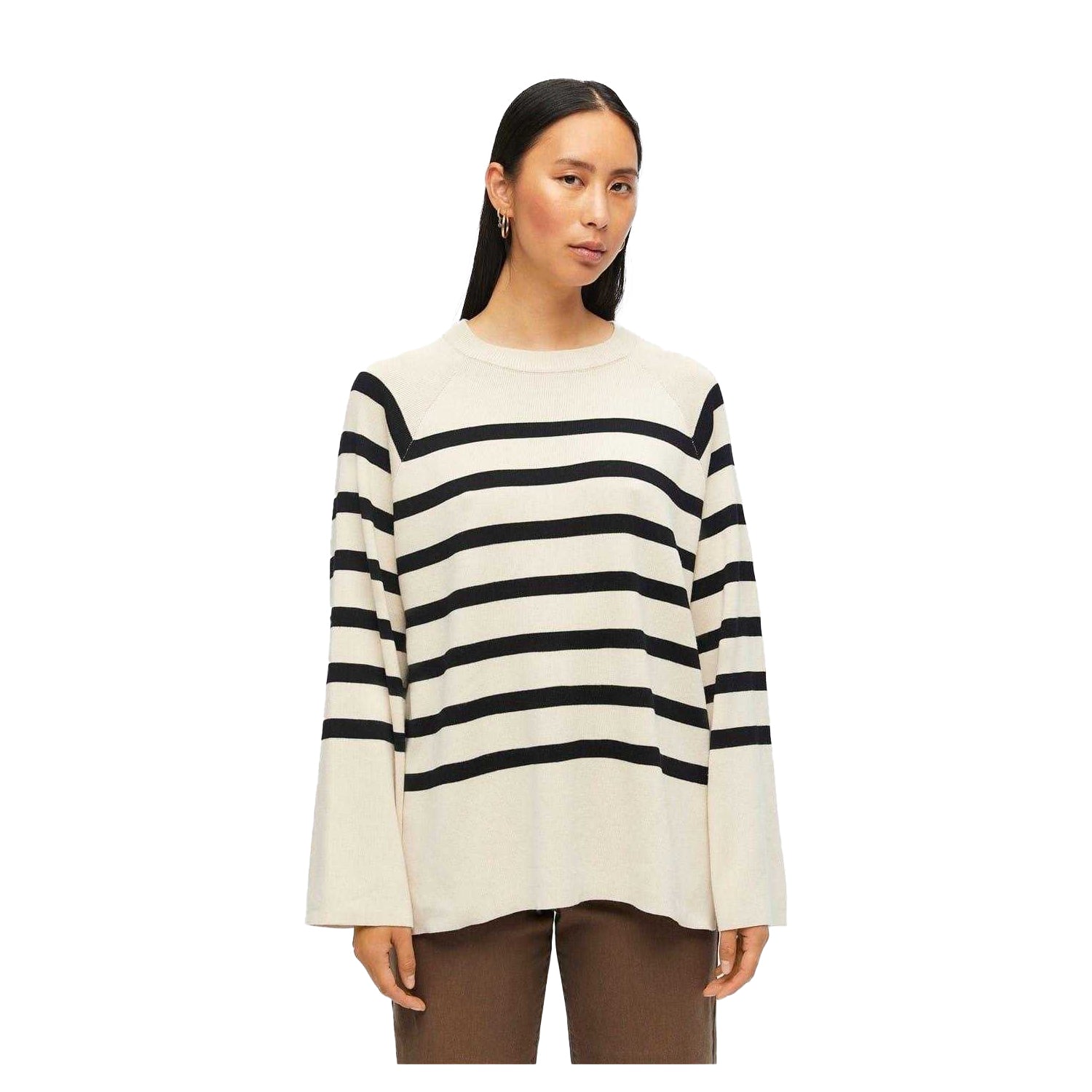 Sand Beige-Black - Side - Object Womens-Ladies Ester Top