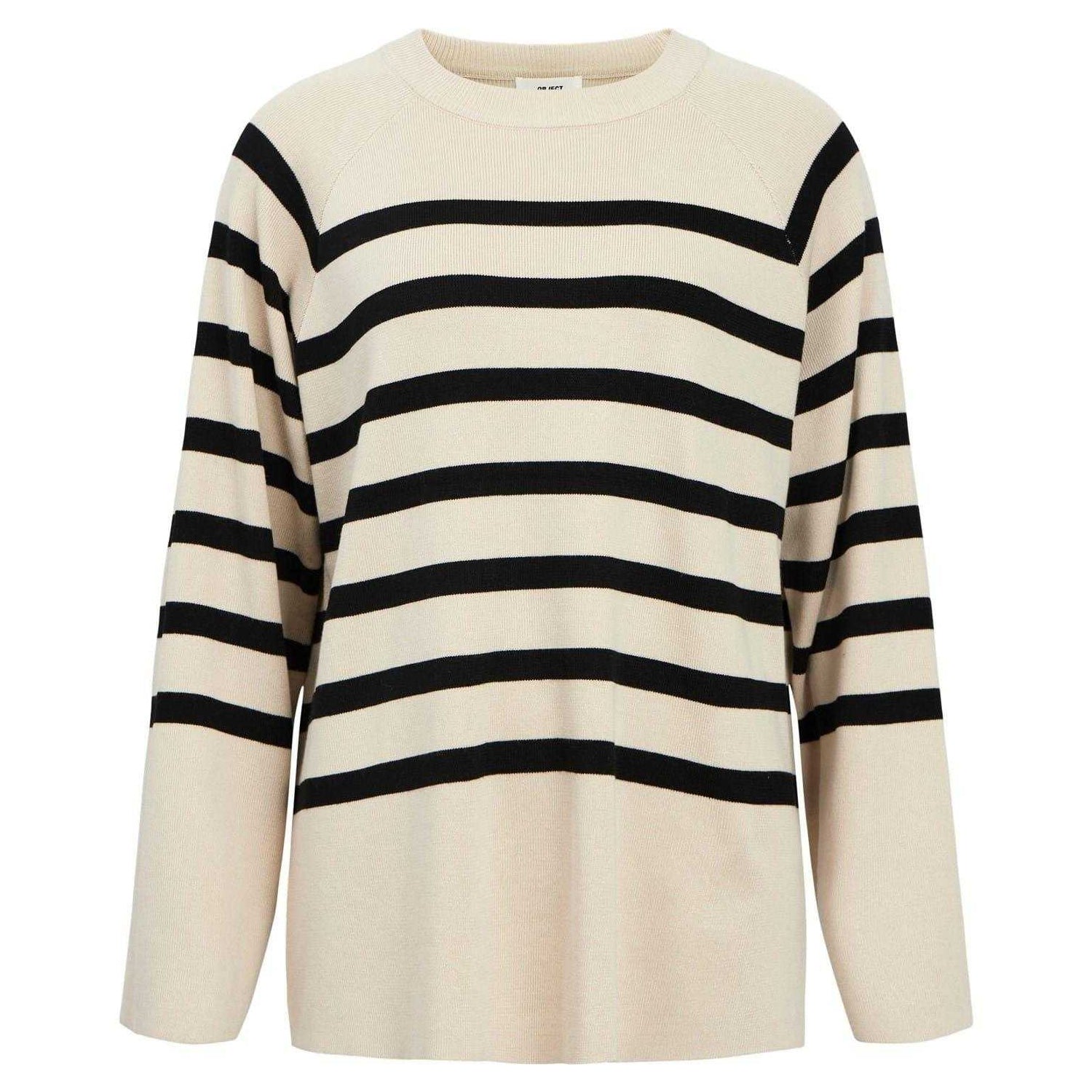 Sand Beige-Black - Front - Object Womens-Ladies Ester Top