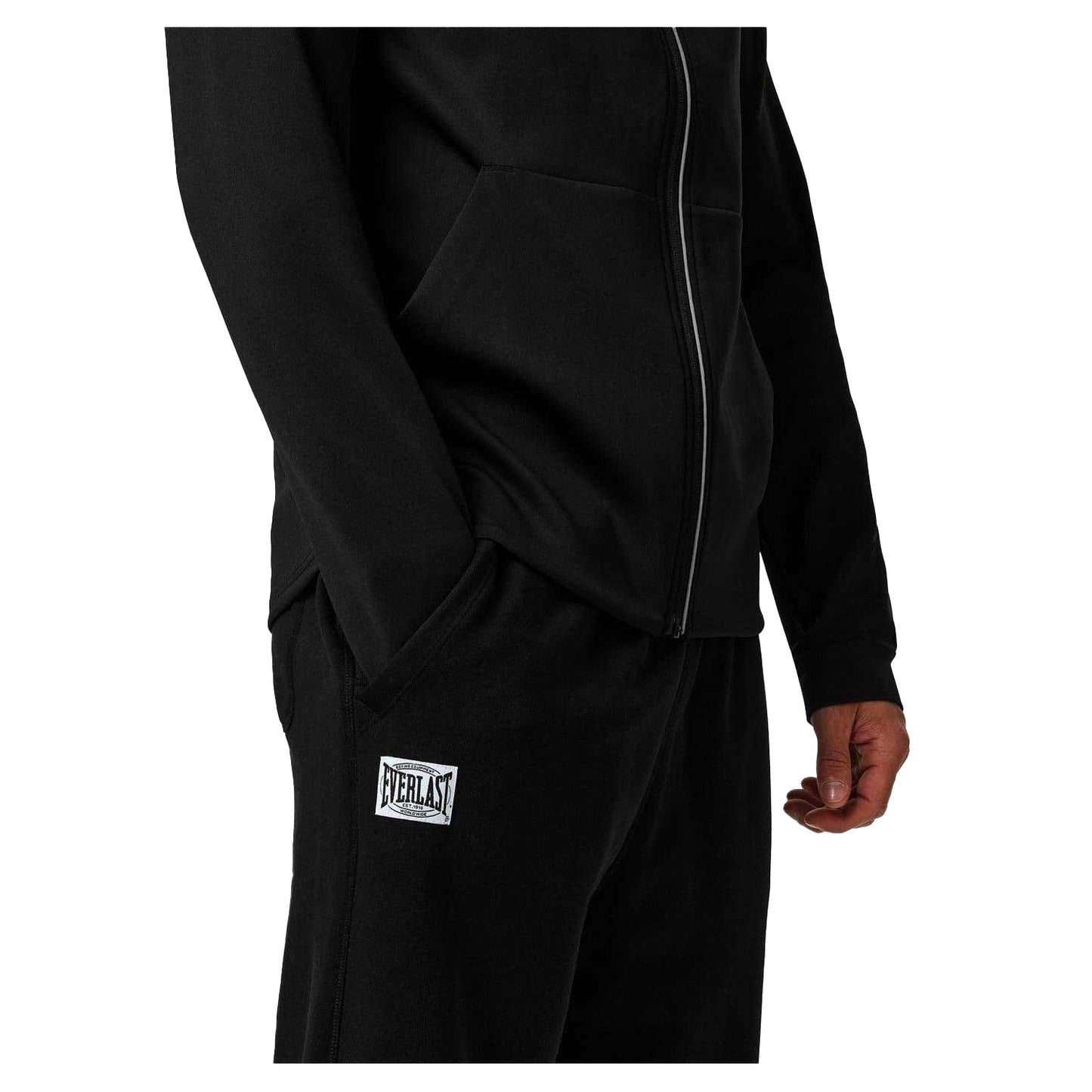 Black - Side - Everlast Mens Plain Jogging Bottoms