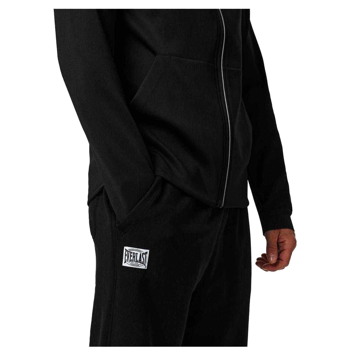 Black - Side - Everlast Mens Plain Jogging Bottoms