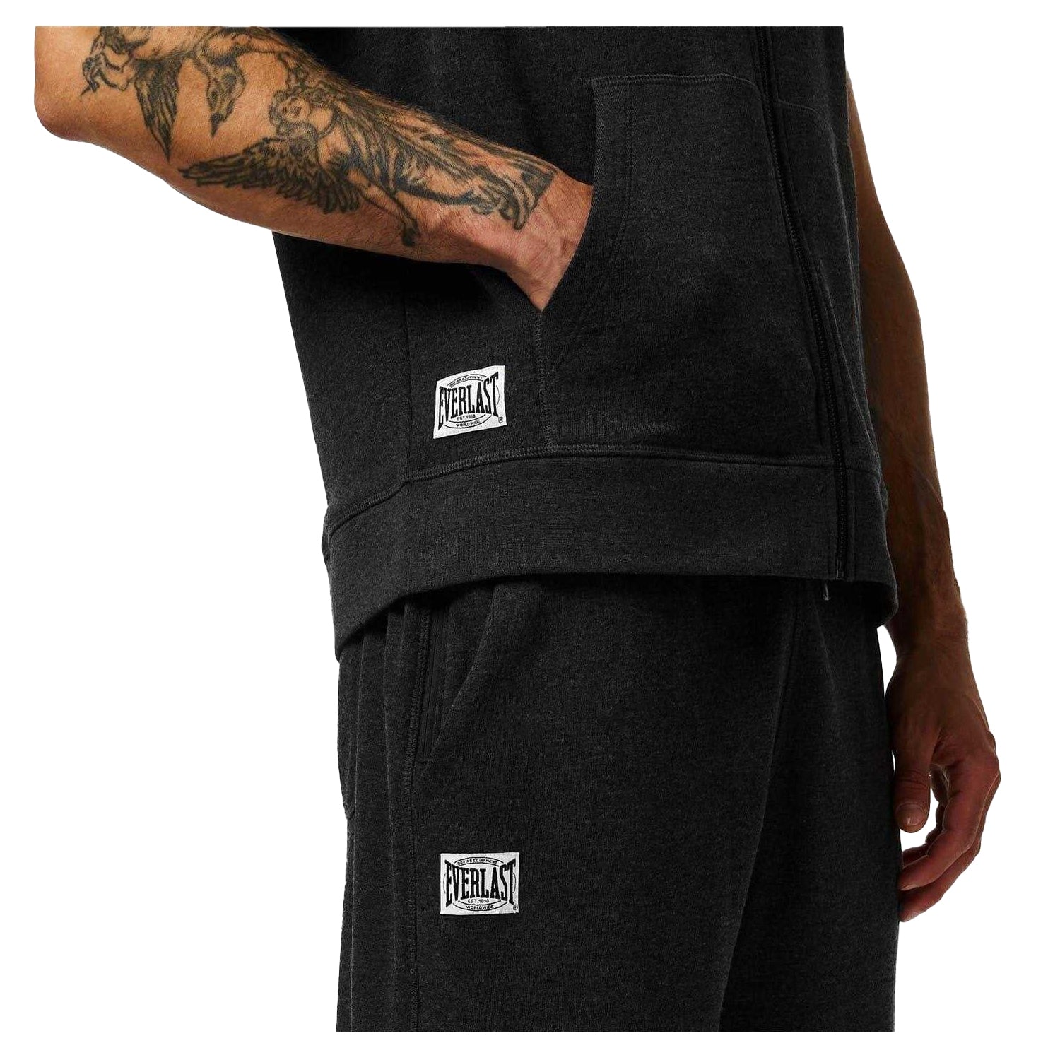 Charcoal Marl Marl - Side - Everlast Mens Plain Jogging Bottoms