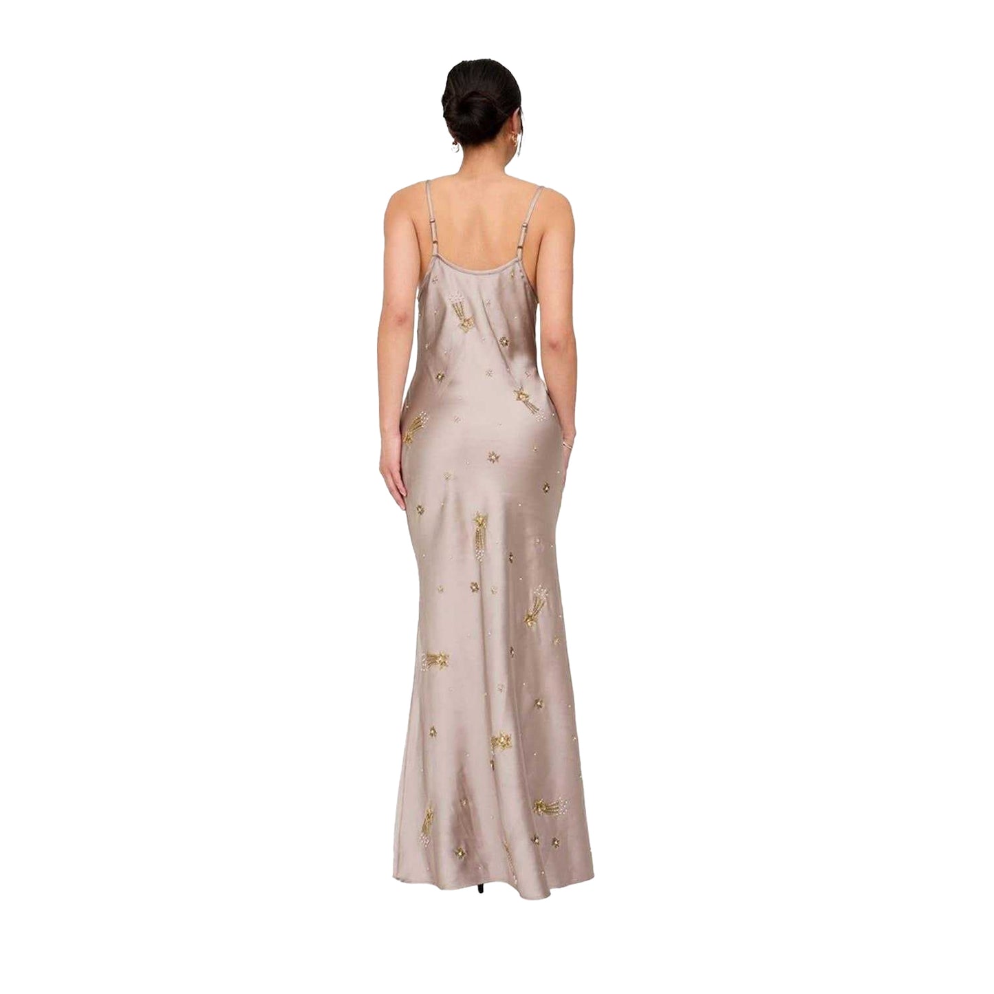 Light Grey - Back - Lily And Lionel Womens-Ladies Stars Square Neck Sleeveless Maxi Dress