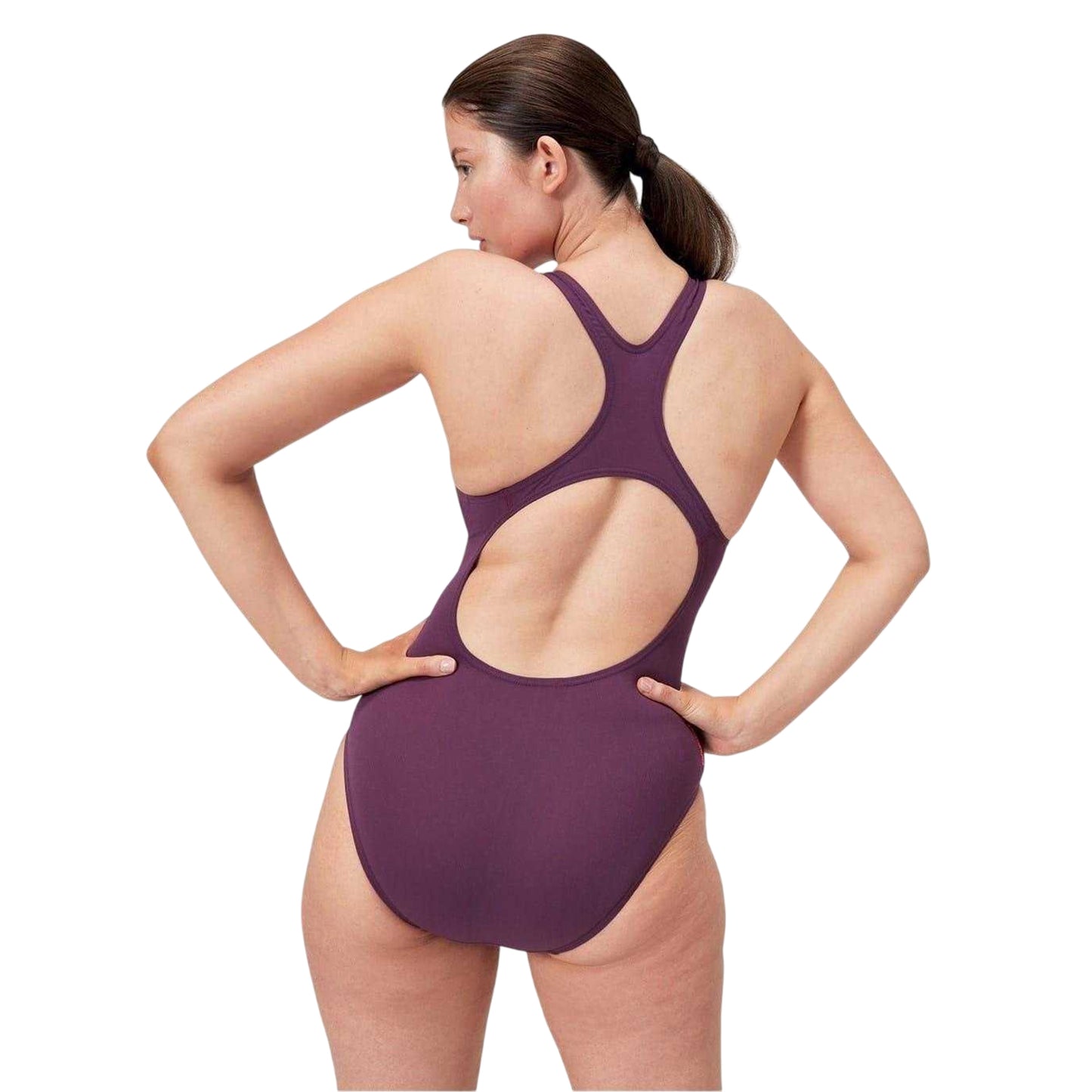 Plum-Red - Back - Speedo Womens-Ladies Medalist Digital Print One Piece Swimsuit