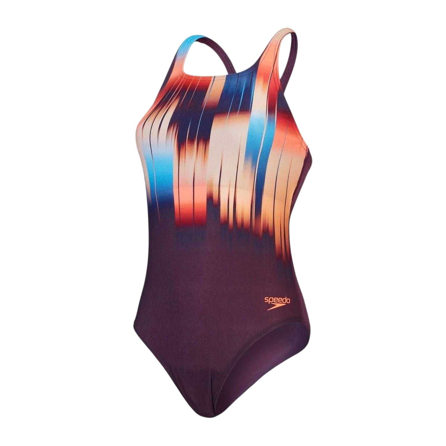 Plum-Red - Front - Speedo Womens-Ladies Medalist Digital Print One Piece Swimsuit