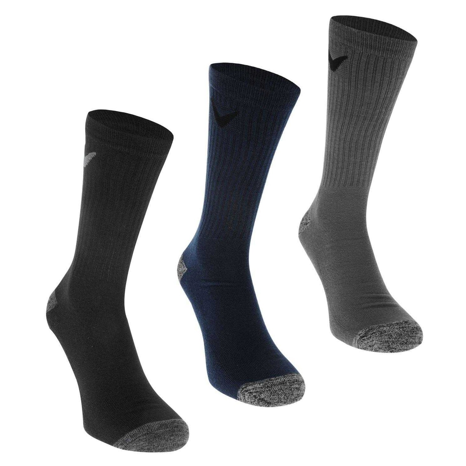 Black-Grey-Navy - Front - Callaway Mens Cushioned Crew Socks (Pack of 3)